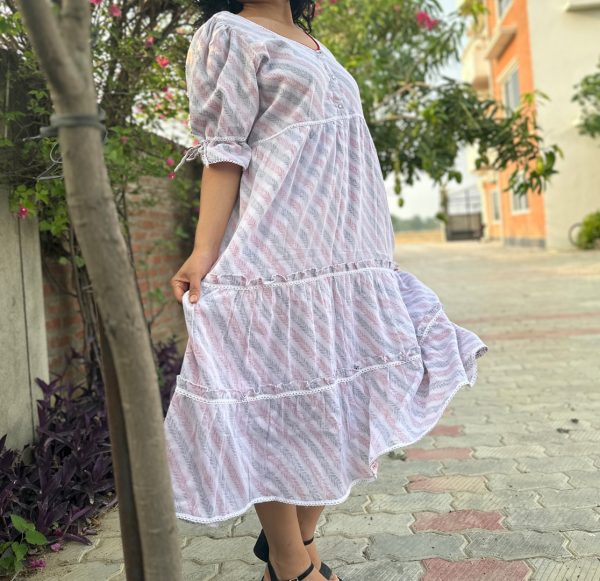 Traditional Malmal Ruffle Bloom Dress